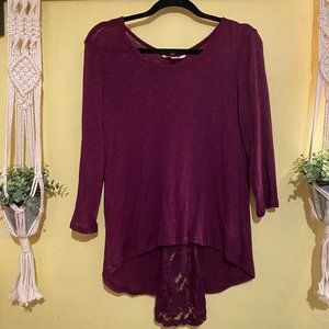 Maroon, Waterfall, Lace Blouse from American Eagle Outfitters